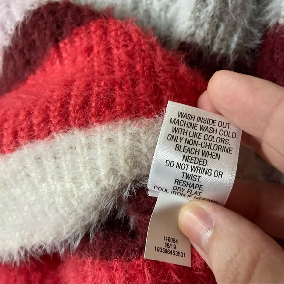 Stripe Eyelash Sweater Fuzzy Crewneck Long Sleeve Size Extra Small - Picture 8 of 11